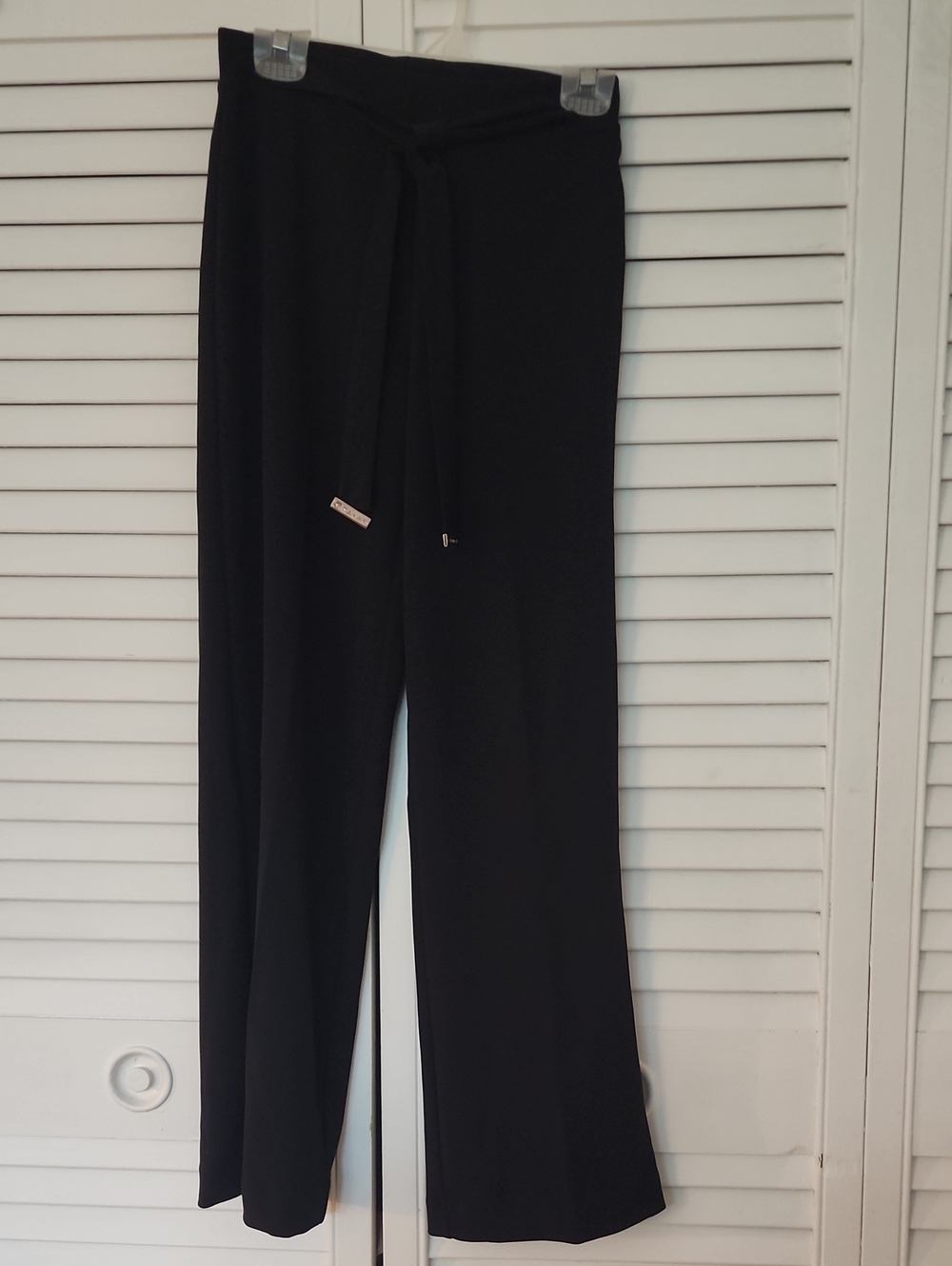 T Tahari Black Wide-Leg Pull-On Pants with Drawstring